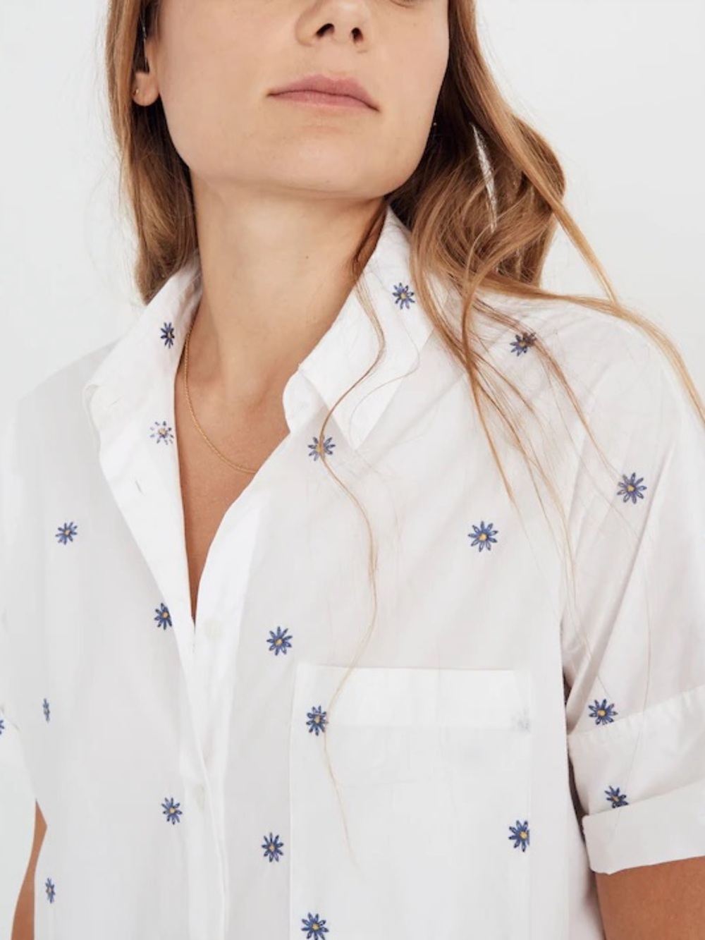 Oversized Madewell Embroidered Daisy Shirt (Small)